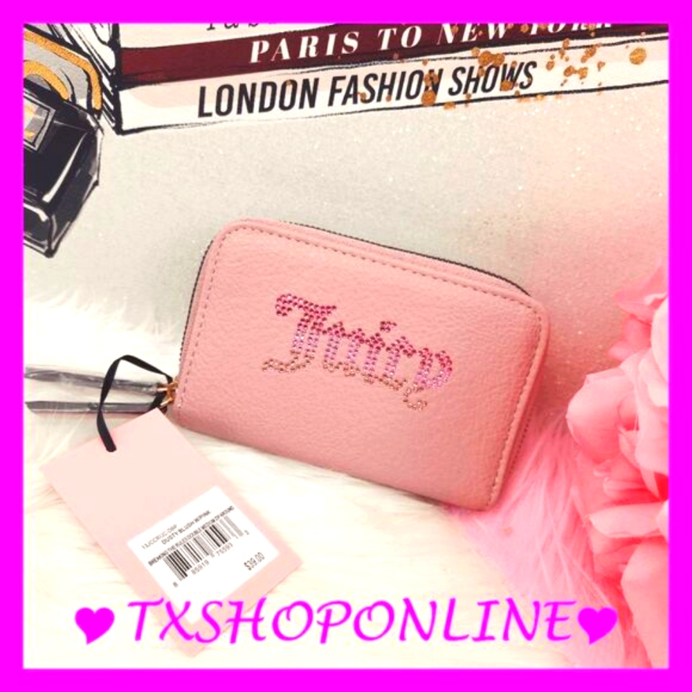💗🌺{Juicy Couture} Dusty Blush Pink Breaking The Rules Double Medium Zip Wallet